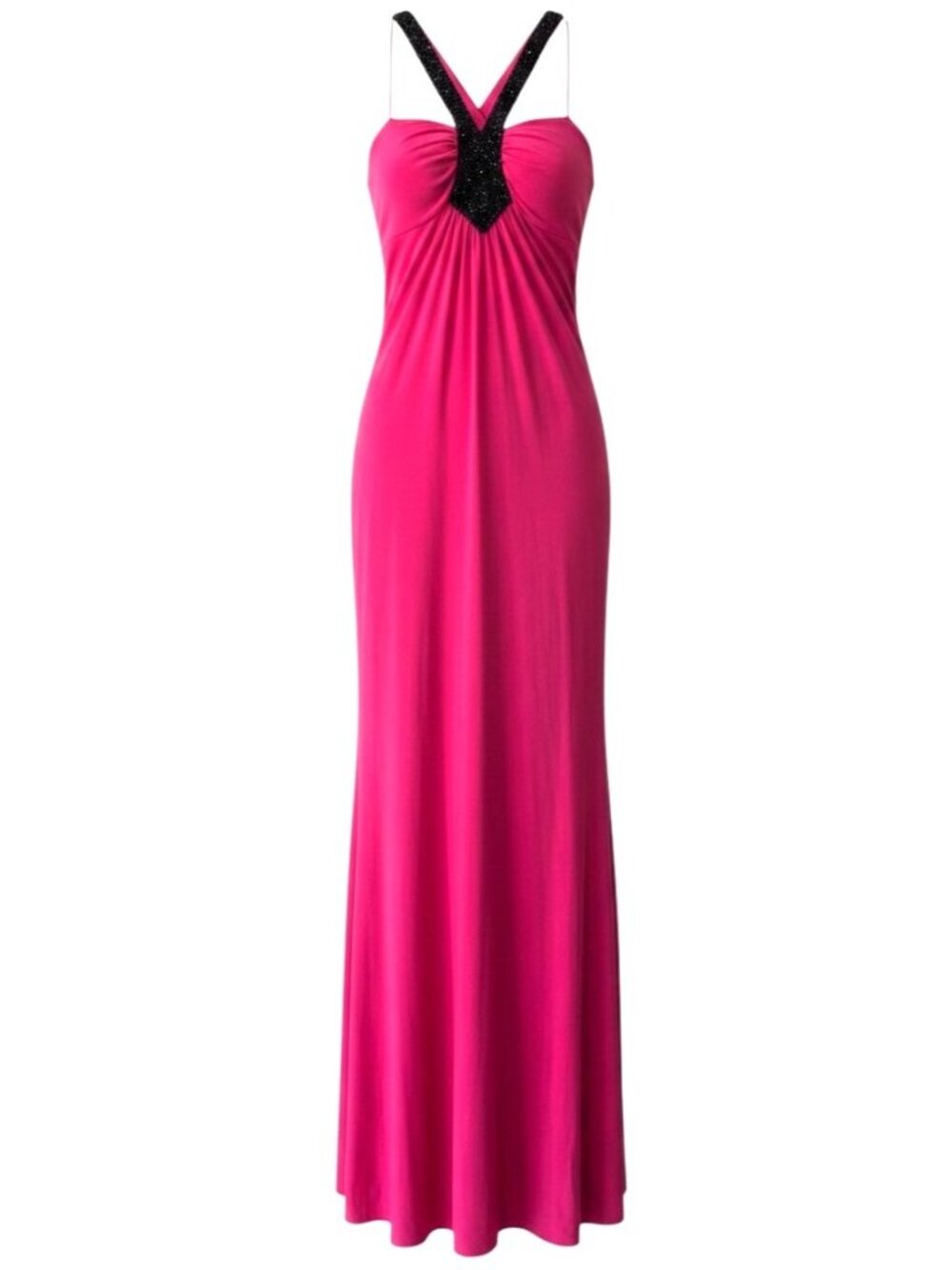 Faviana Pink Beaded V-Neck Formal Gown Evening Dress Size S
